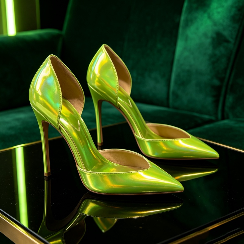 Industrial Green Laser - Scarpe da discoteca sexy fluorescenti verde